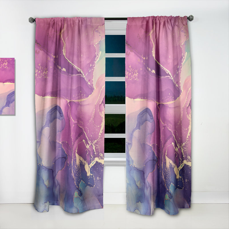 Rideau en velours moderne mauve et liquide fuchia mauve et liquide XX - obscurcissant - 1 panneau, L 52 po x L 90 po