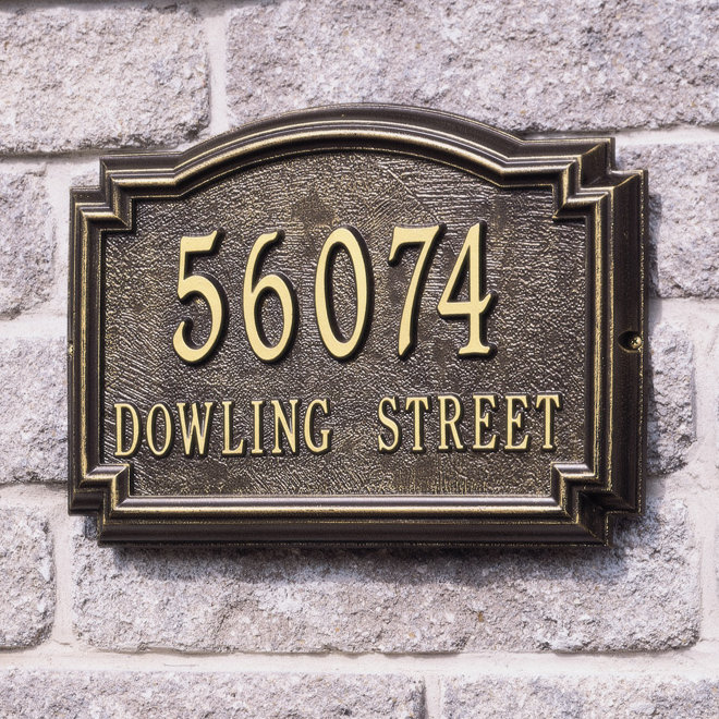 Williamsburg 2-Line Address Plaque Whitehall Products Color: Bronze/Gold Customize: Yes