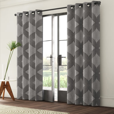 Bentley Ogee Knitted Jacquard Geometric Total Blackout Single Curtain Panel