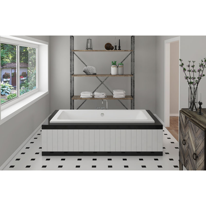 Zanzibar 72" x 36" Drop In Whirlpool Acrylic Bathtub, White