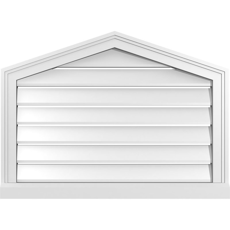 Peaked Top Surface Mount Signature Urethane Functional Gable Vent 4/12 Pitch, Primed Tan, 22" H x 30" W x 2" D