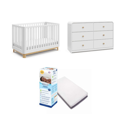 Santos 3-In-1 Convertible Crib With Mattress And Santos 6 Drawer Dresser Nursery Set
