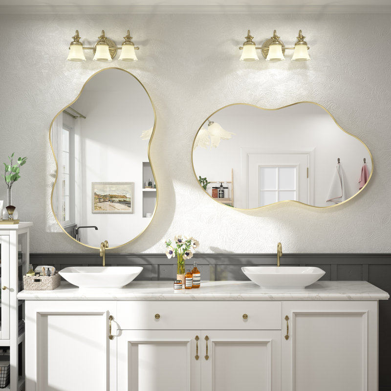 Miroir mural Amara, 40 po x 24 po, Or brossé