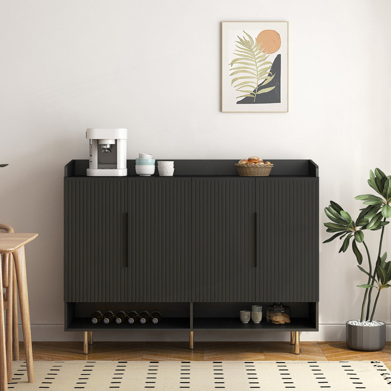 Buffet, armoire à chaussures avec 4 portes, grande armoire de rangement moderne pour chaussures avec tablettes réglables