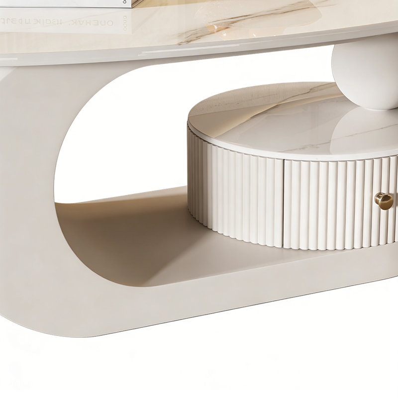 Table basse Carthage, Blanc, H 15,74 po x L 39,37 po x l 21,65 po, Blanc / Gris