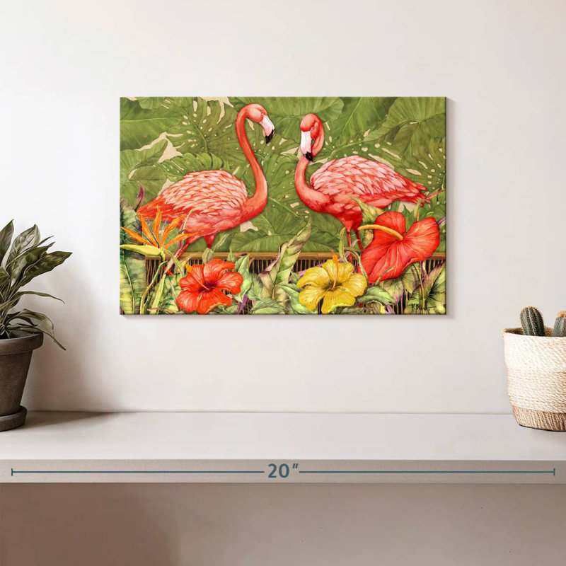 Flamant rose tropical, H 8 po x l 12 po
