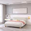 Lit contemporain tapissier à profil bas avec tissu en molleton Teddy et pieds ronds massifs au design courbé élégant