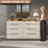 High Gloss Led Clothes Dresser, 8 Drawer Dressers With Tempered Glass Top, Gray/Cream-605811231