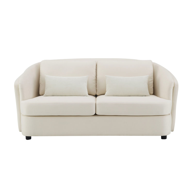 Causeuse en lin beige avec 2 coussins décoratifs