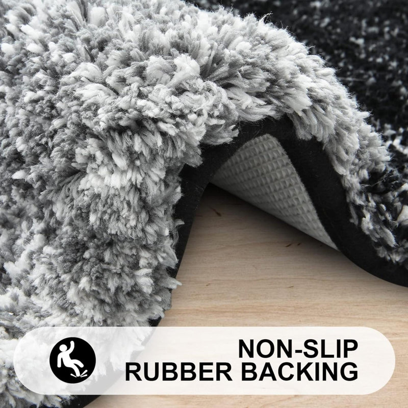 Wynnewood Microfiber / Microsuede Non-Slip Bath Rug, Black