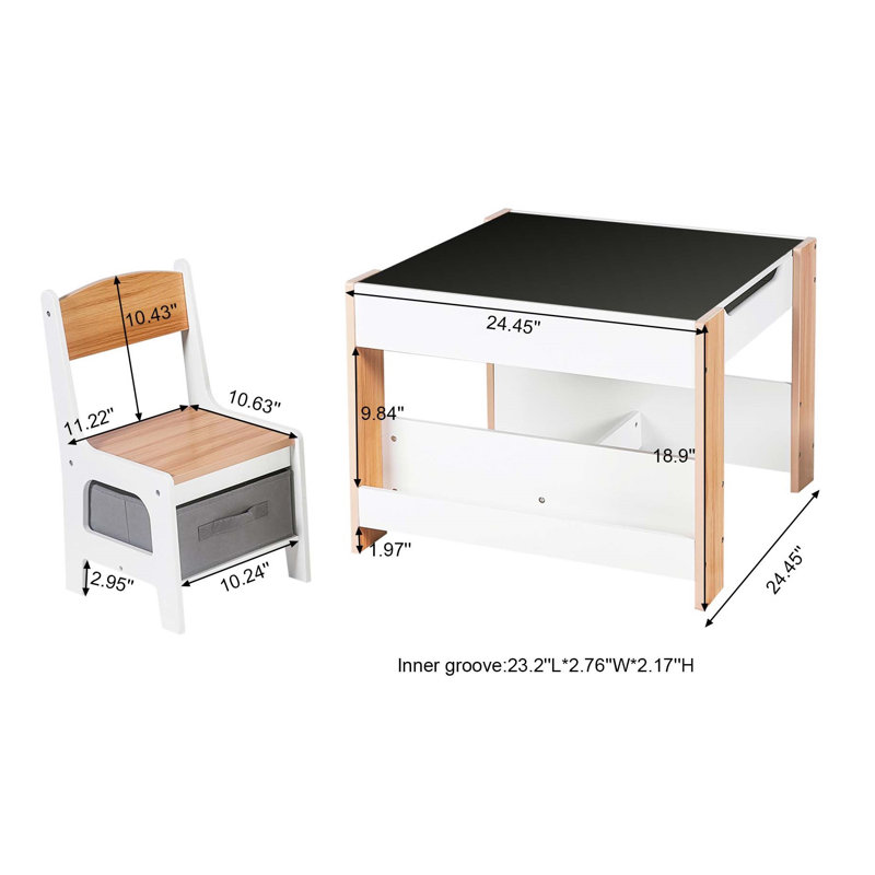 Abingdon Kids 3 Piece Play Or Activity Table and Chair Set