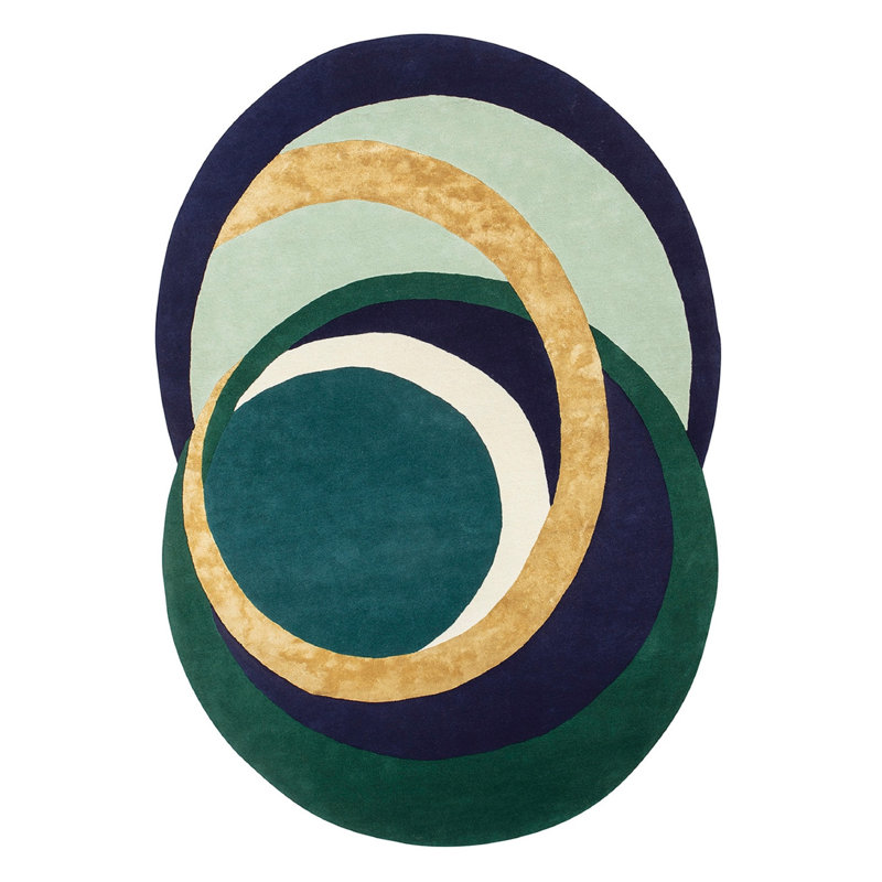 Alliances Abstract Area Rug in Green/Blue/Gold, Novelty 6'7" x 9'10"