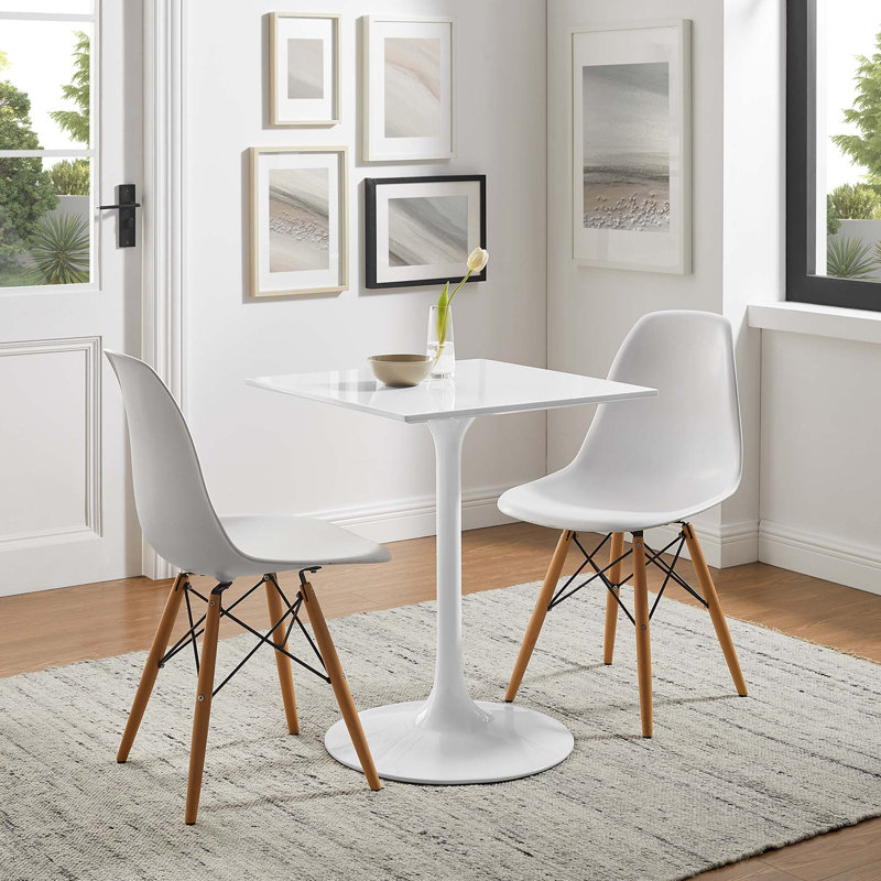 Lippa Square Dining Table, 29.5" H x 23.5" W x 23.5" L, White