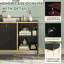 Buffet 60 "moderne cannelé avec accents dorés, armoire de rangement noire pour le salon-1746980196