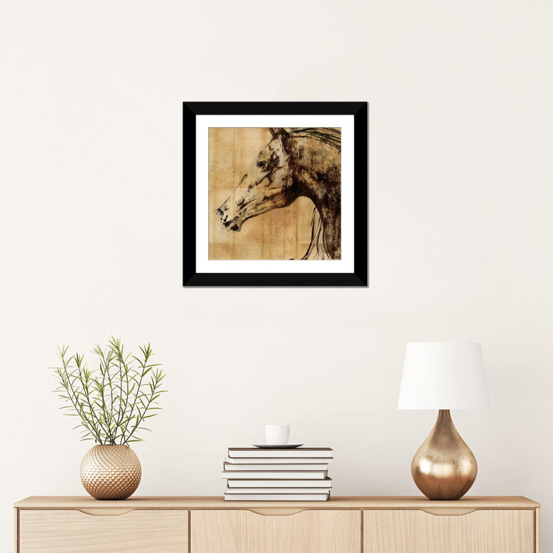 « stallion i », impression sur toile, H 18 po x l 18 po x P 1,5 po, Toile encadrée noire, Blanc