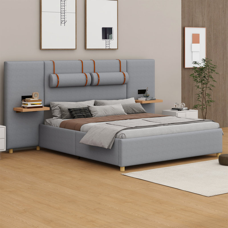 Kree Upholstered Panel Storage Bed, Gray