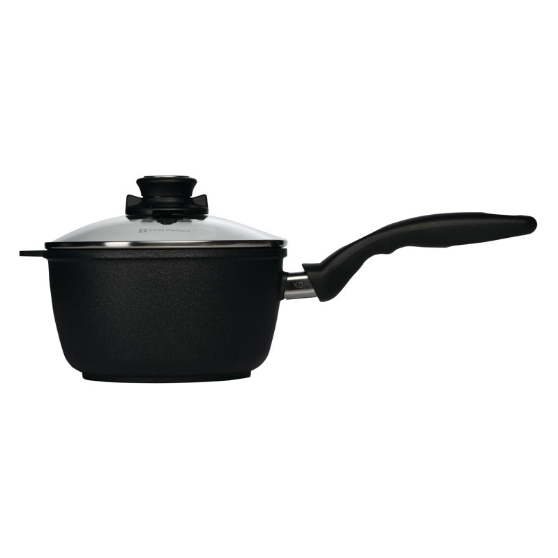 Swiss Diamond Aluminum Sauce Pan with Lid, 2.2 Qt.