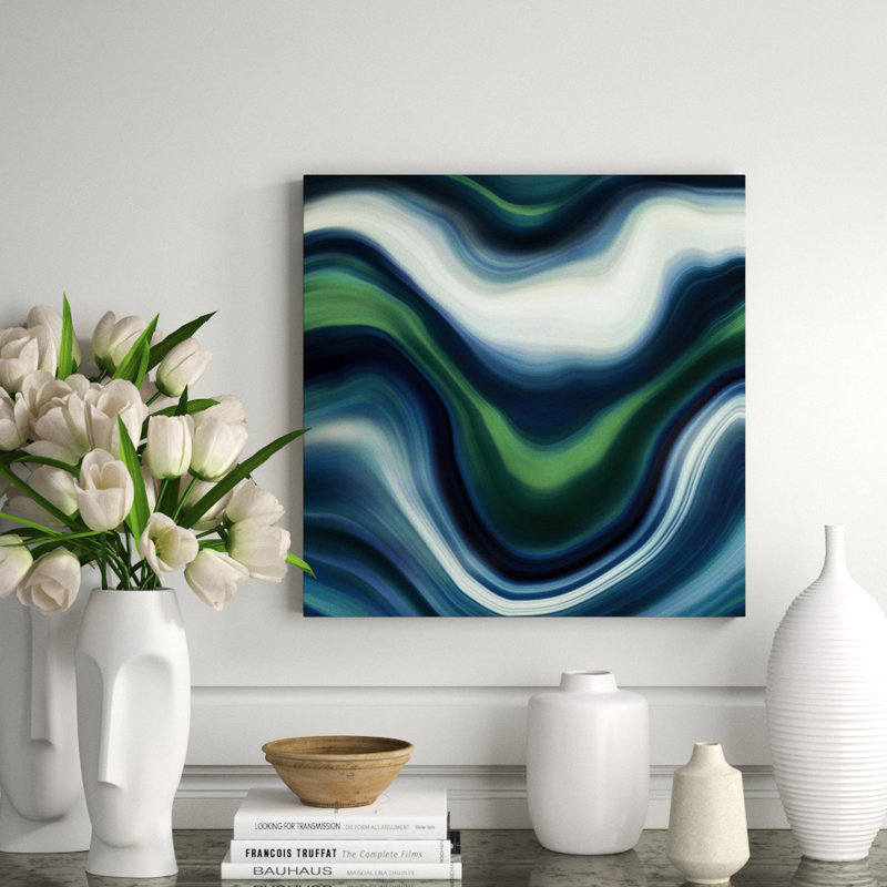Sapphire Waves IV Print by Mari Urasawa, Glass Coat, 24" H x 24" W x 1.5" D