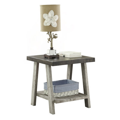 Two-Tone Shelf End Table in Weathered Walnut and Gray