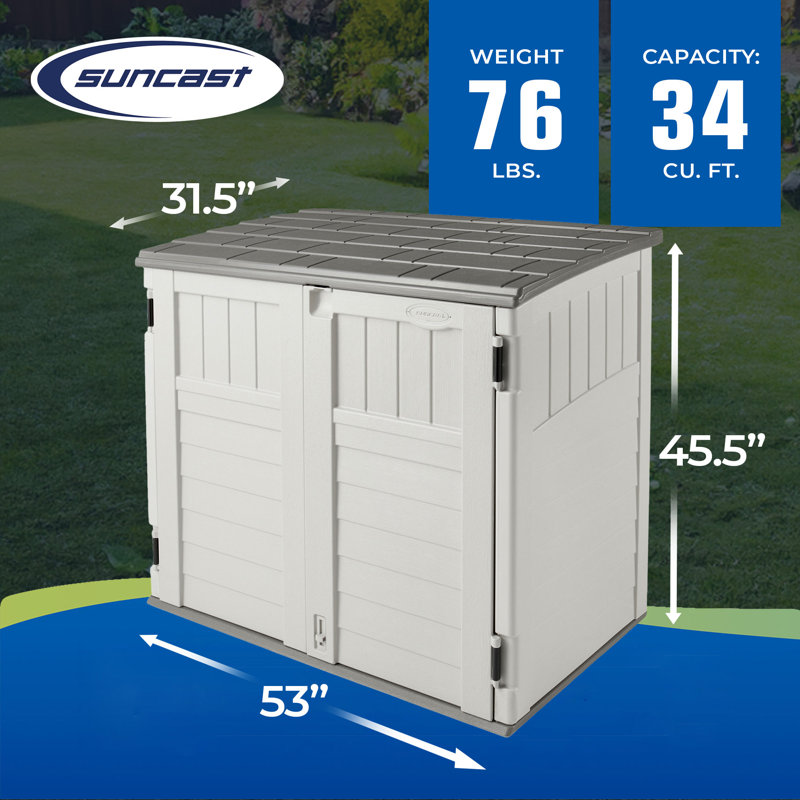 Suncast 34 Cu Ft Vanilla Resin Horizontal Storage Shed