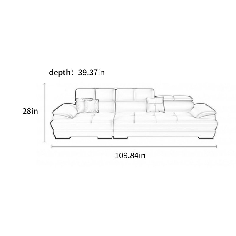 Canapé nordique moderne minimaliste, H 28 po x l 109,84 po x P 39,37 po 