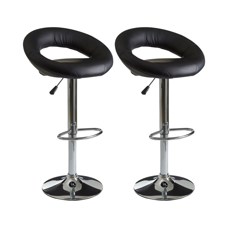 Billie Swivel Upholstered Adjustable Height Counter Stool with Metal Frame, Black