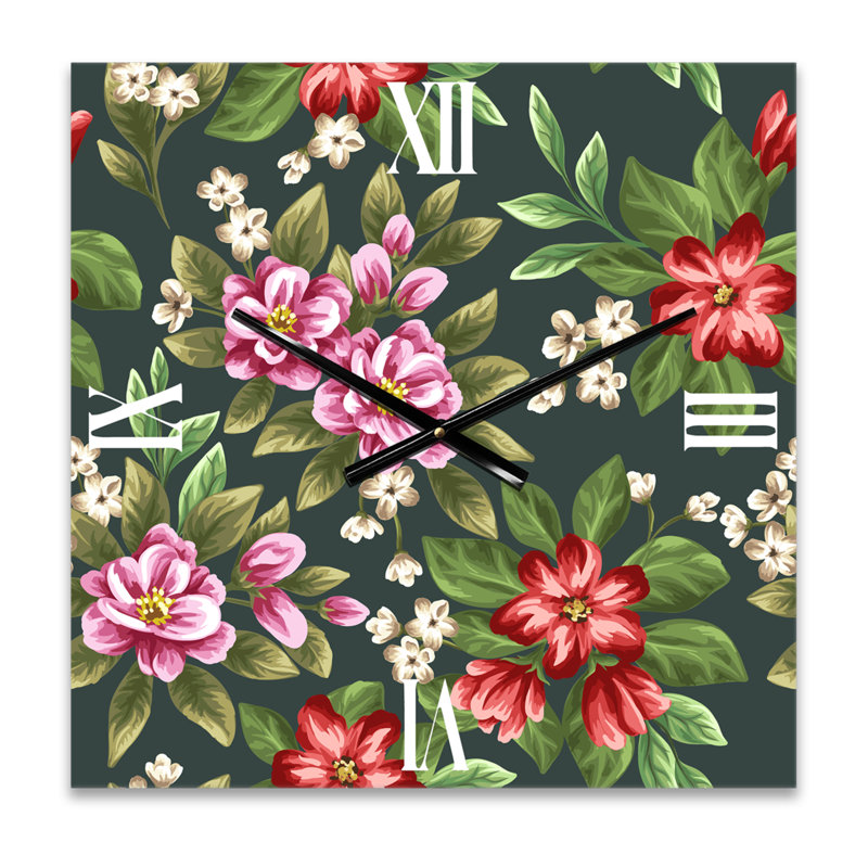 Horloge murale rétro Wildflowers I, Grand