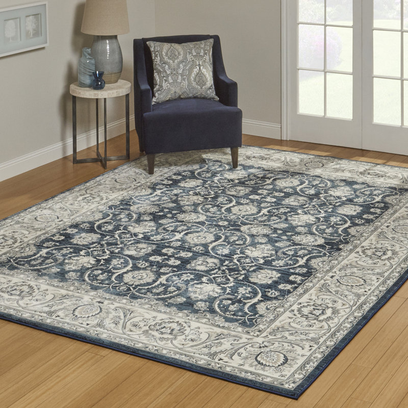 Tapis bleu / gris Giscard Croft, Rectangle 7 pi 10 po x 10 pi
