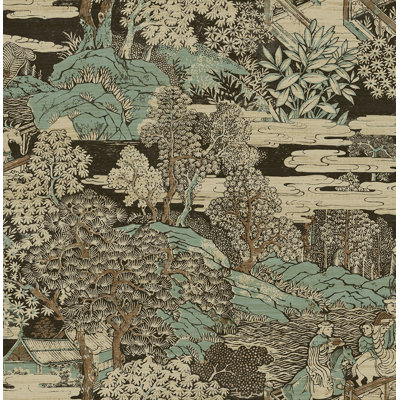 30.75 sq. ft. Umber & Rainwash Zelkova Garden Toile Vinyl Peel and Stick Wallpaper Roll