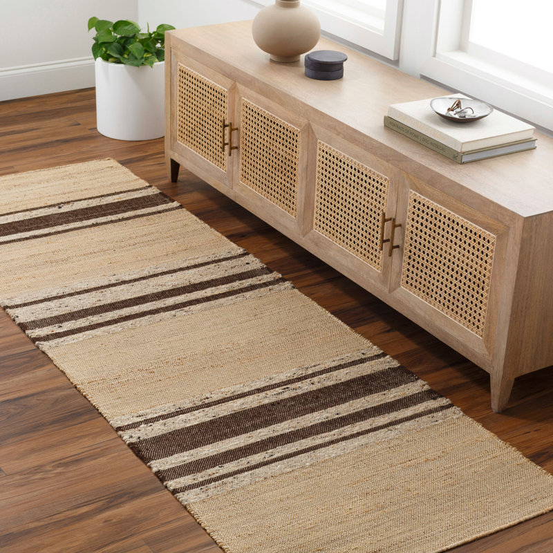 Striped Indoor Rug, Runner 2'6" x 8', Khaki