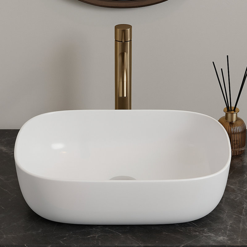 Eleen 18" X 13" White Rectangle Ceramic Countertop Bathroom Vanity Vessel Sink