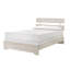 Structure de lit plateforme simple rustique, finition blanche délavée, esthétique contemporaine, bois, pour lit de chambre à coucher pour jeunes, placages de bois à profil bas, finition