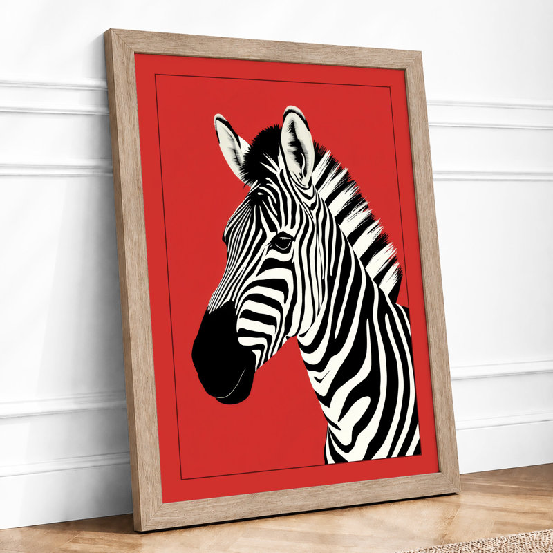 Zebra Portrait Modern - Framed Print, Oak, A4 - 29.7 x 21.0 cm
