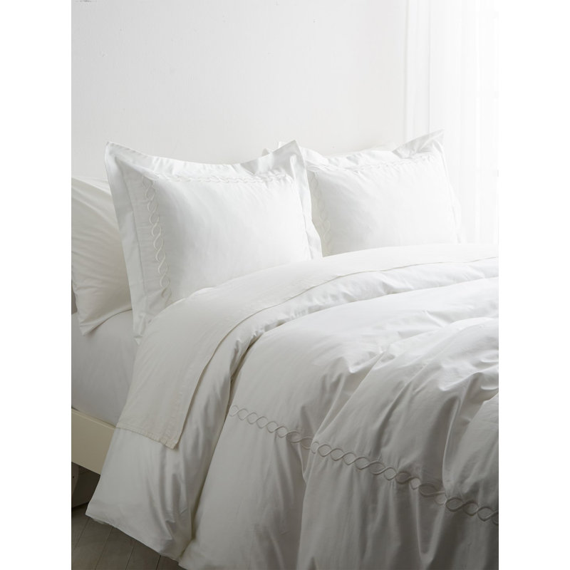 Avellana 100% Cotton Duvet Cover Set, Gray/White, Queen Duvet Cover + 2 Standard Shams