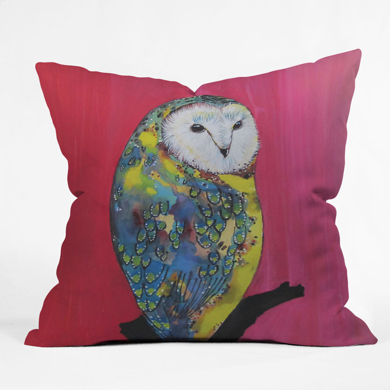 Coussin décoratif hibou on rouge à lèvres, 16 po x 16 po
