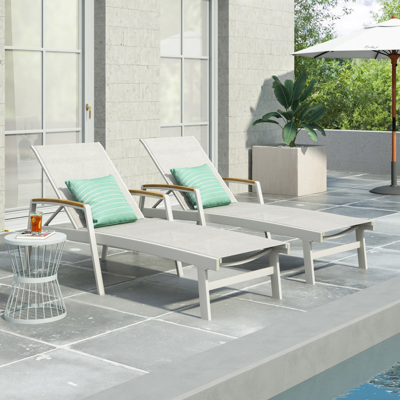 Chaise longue d'extérieur, Blanc
