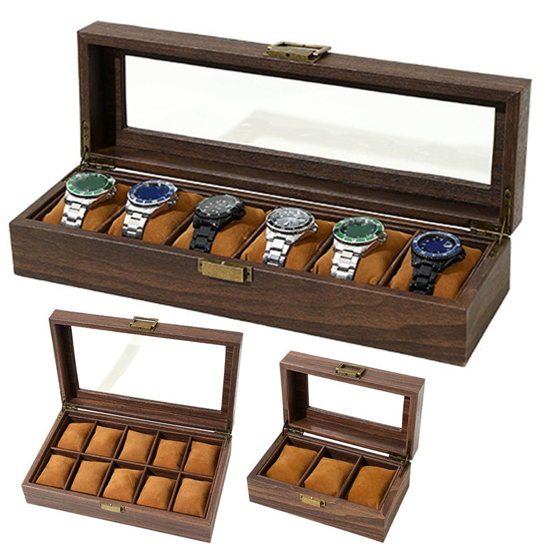 Watch Storage Box Display Case with Removable Pillows Clear Window Design All-Round Protection