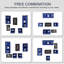Ensemble de conversation 6 pièces avec coussins bleus, ensemble de conversation pour 7 personnes avec foyer-968652298