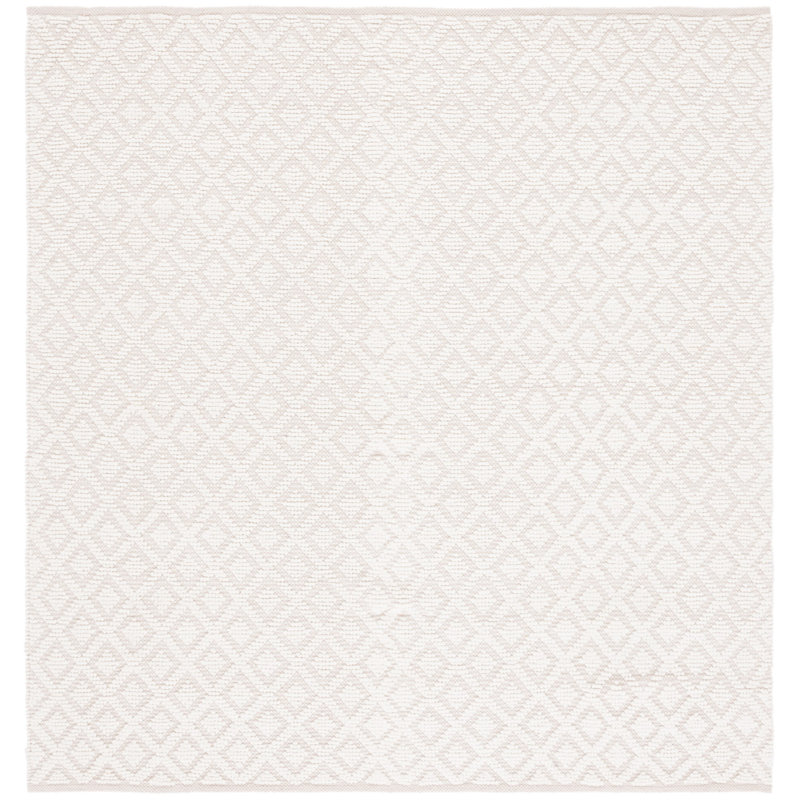 Bareen Geometric Handmade Tufted Wool/Cotton Area Rug in Ivory, Square 6'