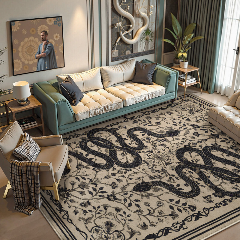 Palos Washable Area Rug Large Snake Living Room Rugs Soft Rug for Bedroom Non-Slip Indoor Carpet, Rectangle 8' x 10'