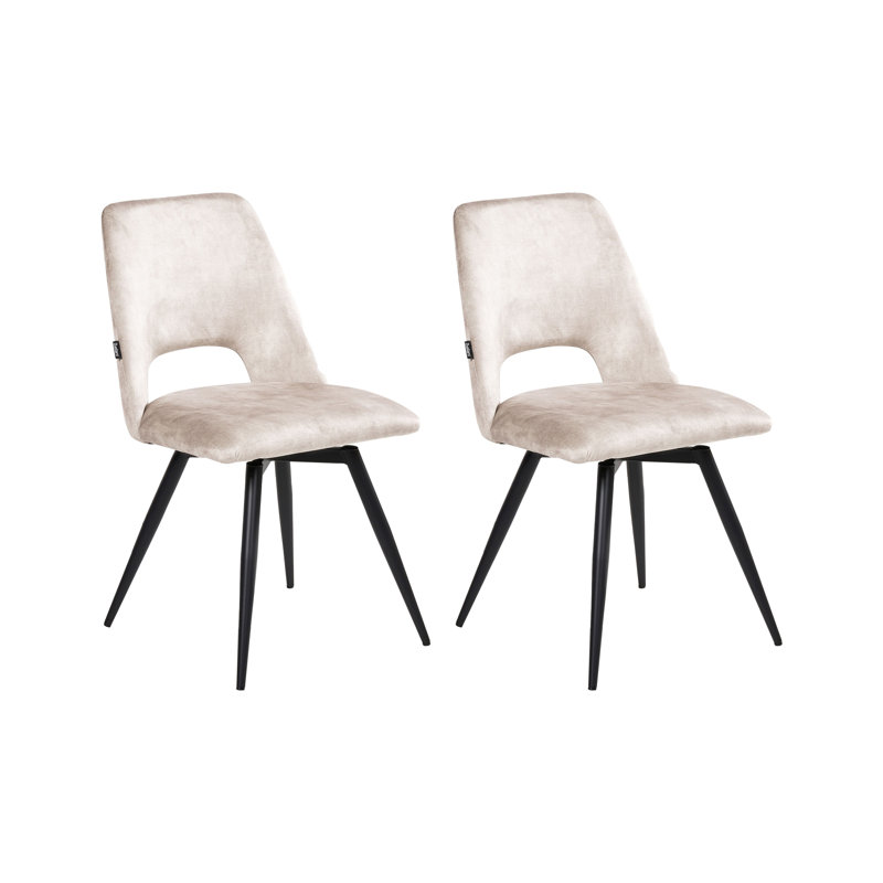 48cm H Velvet Upholstered Side Chair in Beige, Light Beige