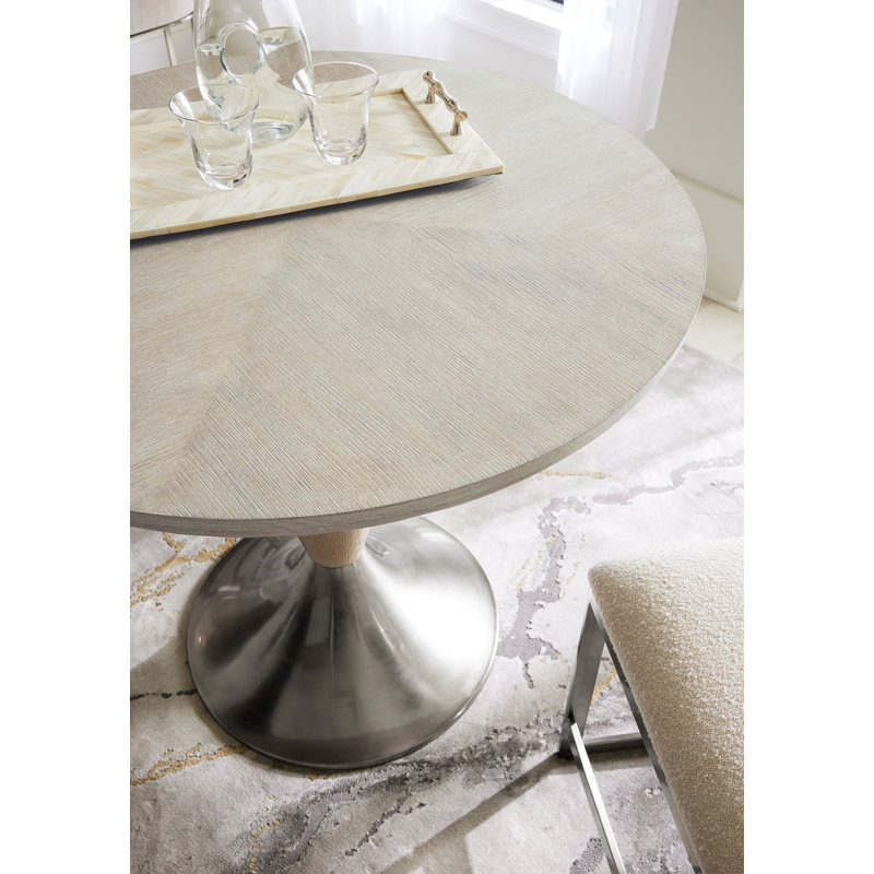 Diamond Finish Round Wood and Marble Counter Height Table