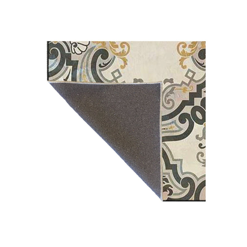 Tapis tissé à motif géométrique à motif floral et lavable, Carré 3 pi 11 po