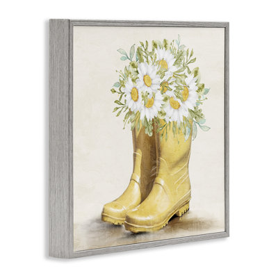 Sunny Daisy Boots Framed Giclee Art by Kim Allen