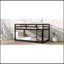 Lit mezzanine simple au-dessus de simple en bois massif avec échelle et rangement spacieux en dessous-1302389143