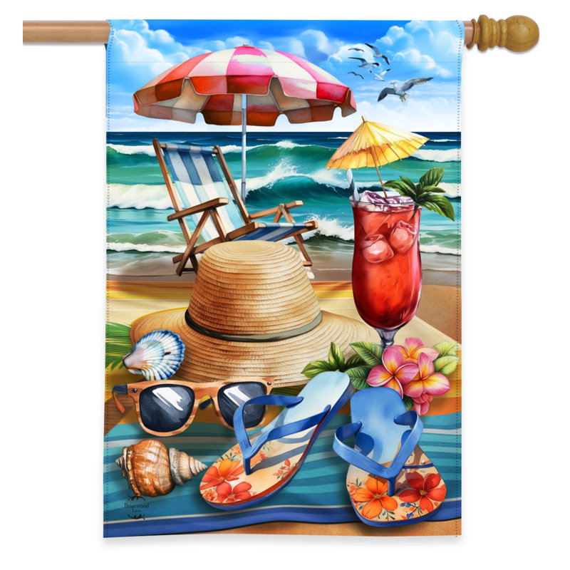 Drapeau de la plage, Été brun/bleu/turquoise
