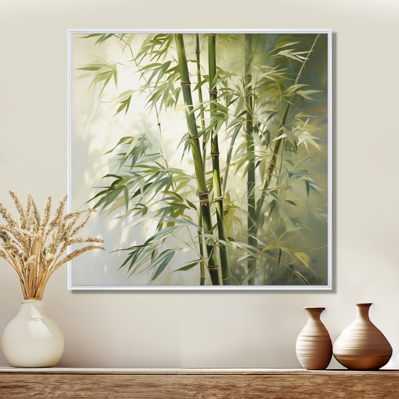 Bamboo Romantic Impression II - impression, H 24 po x l 24 po x P 1 po, Cadre flottant blanc