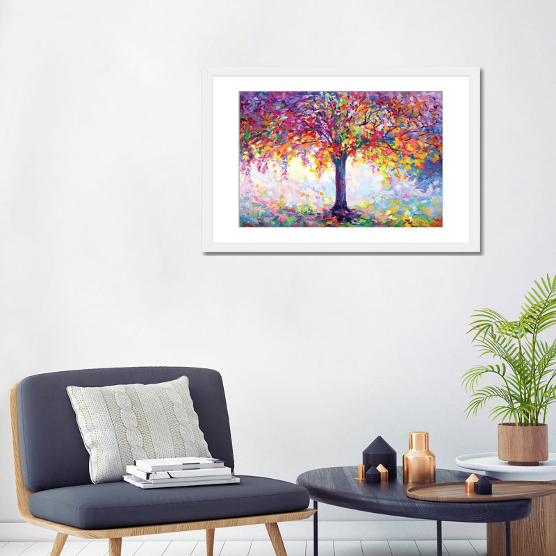 «Tree of Happiness» par Leon Devenice, Impression encadrée, H 16 po x l 24 po, Blanc