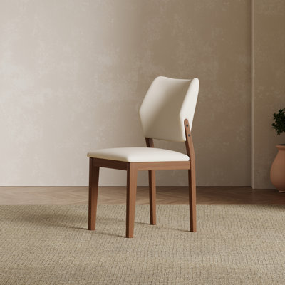 Chaise de salle à manger de style Mid-Century à dossier en similicuir avec pieds en bois massif, sans assemblage