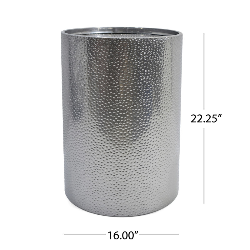 Modern Metal Accent Table, Hammered Texture, Iron Frame, 16.03"X16.03"X22.47", No Assembly Required, Silver